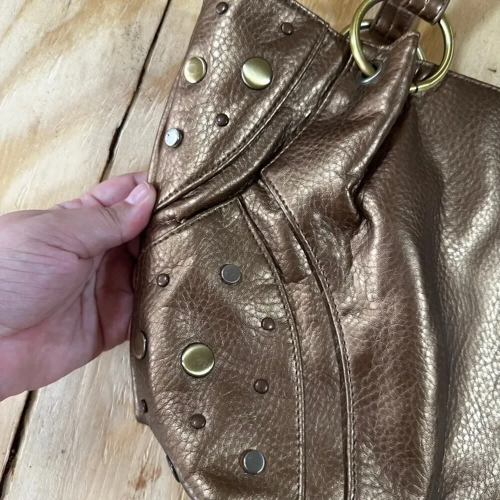 Vintage Y2K Metallic Bronze Studded Shoulder Bag - Size OS